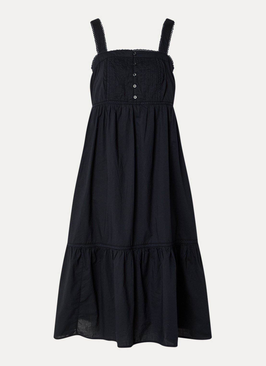 Levi's Mimi midi A-lijn jurk met details van kant - voorkant 2 zwart
