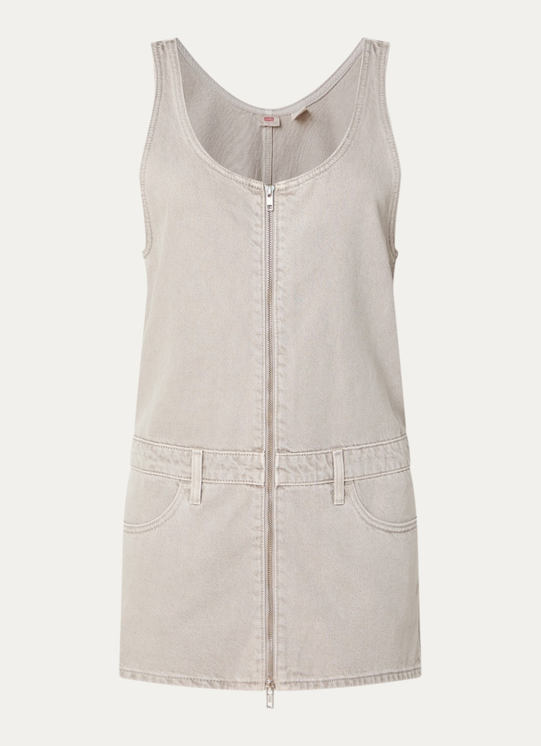 Levi's Mini denim jurk met ronde hals - voorkant 3 lichtgrijs