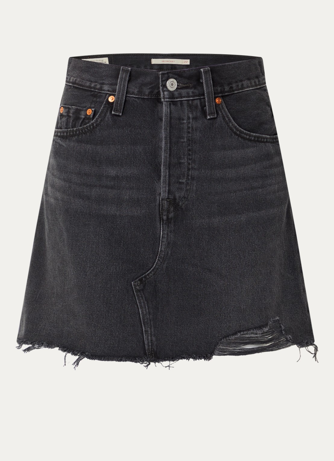 Levi's Mini spijkerrok met destroyed afwerking - voorkant 3 antraciet