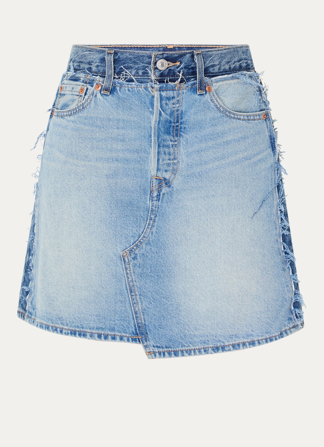 Levi's Mini spijkerrok met destroyed afwerking - voorkant 2 indigo