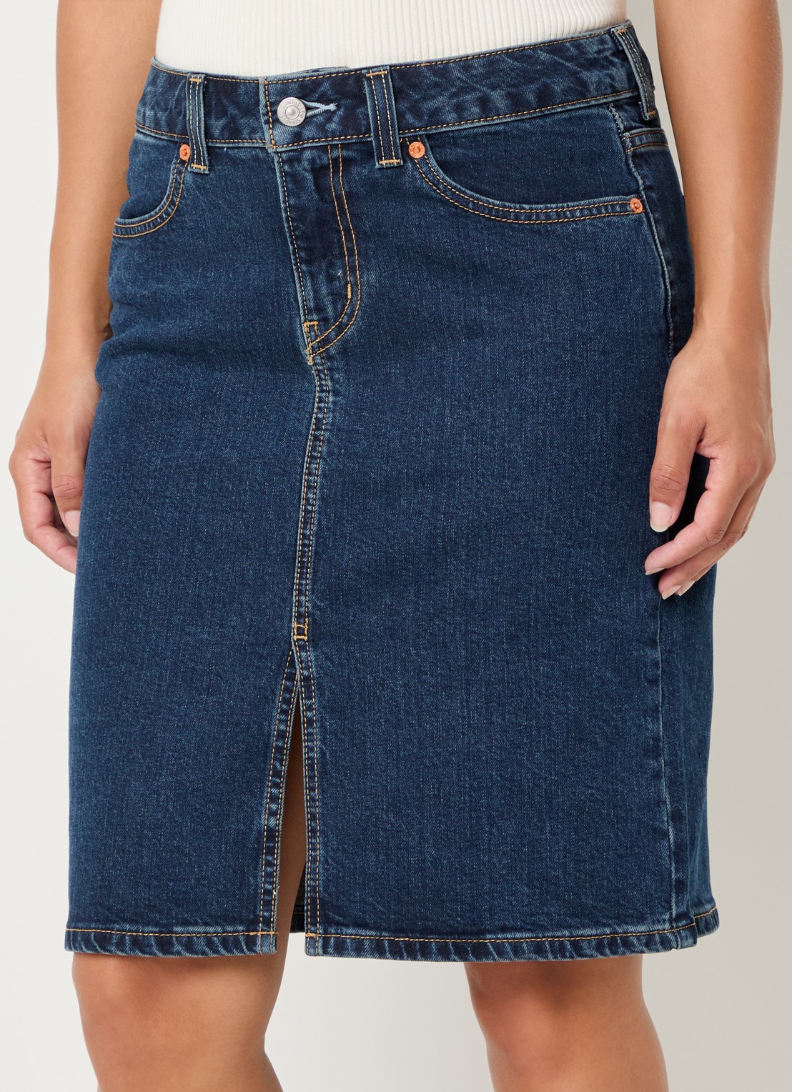 Levi's Mini spijkerrok met donkere wassing - detail 4 indigo