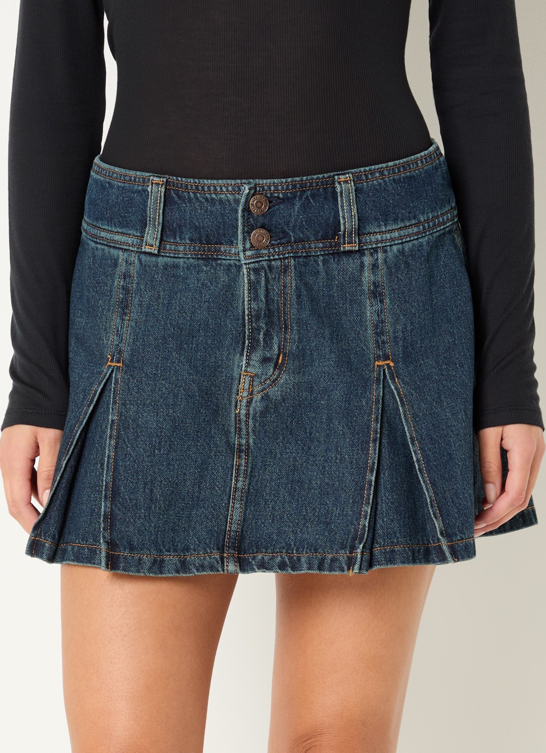 Levi's Mini spijkerrok met plooidetail - detail indigo