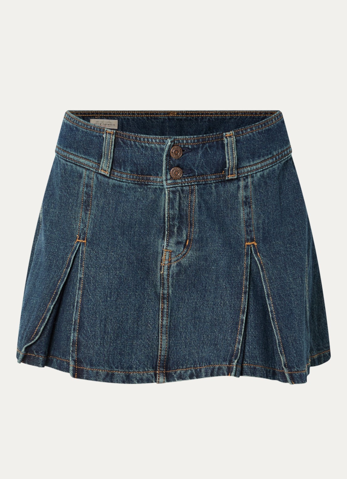 Levi's Mini spijkerrok met plooidetail - voorkant 2 indigo