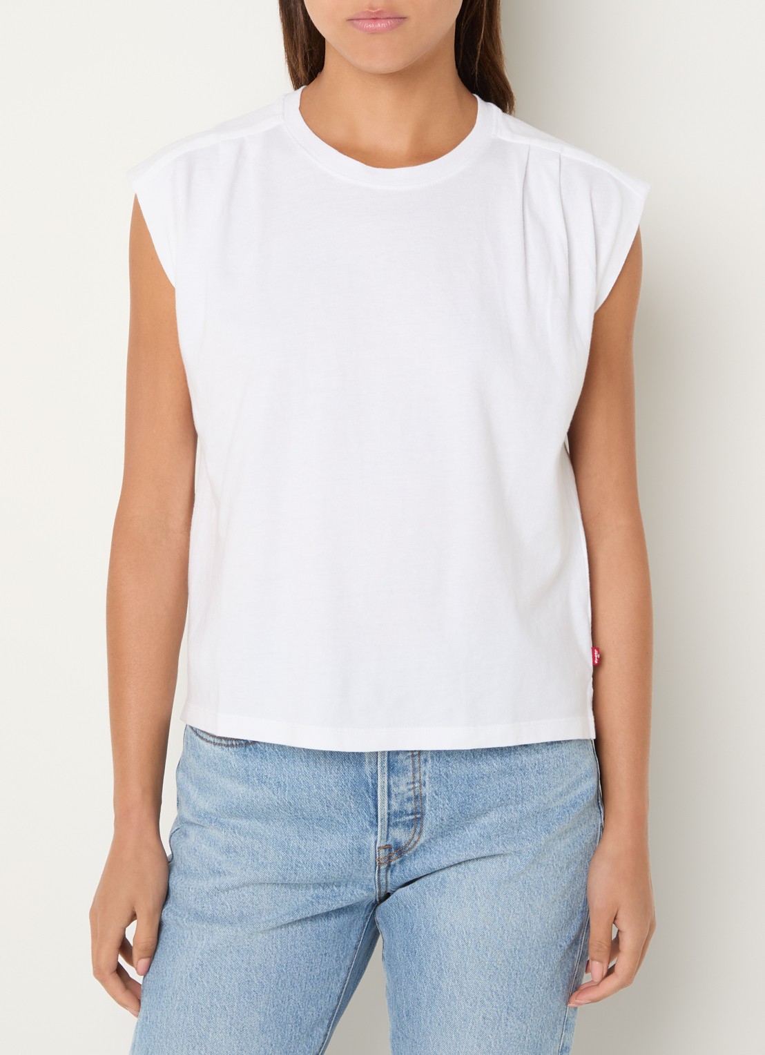 Levi's Mouwloos T-shirt met plooidetail - detail 3 wit