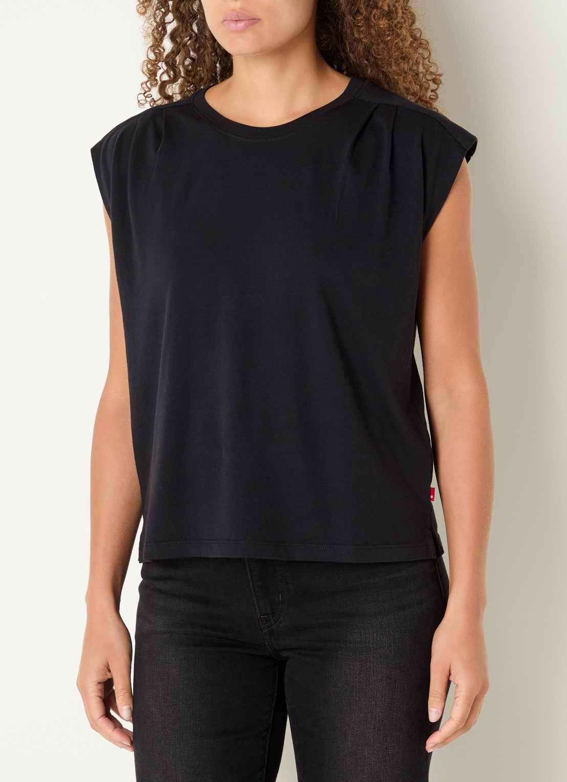 Levi's Mouwloos T-shirt met plooidetail - detail zwart