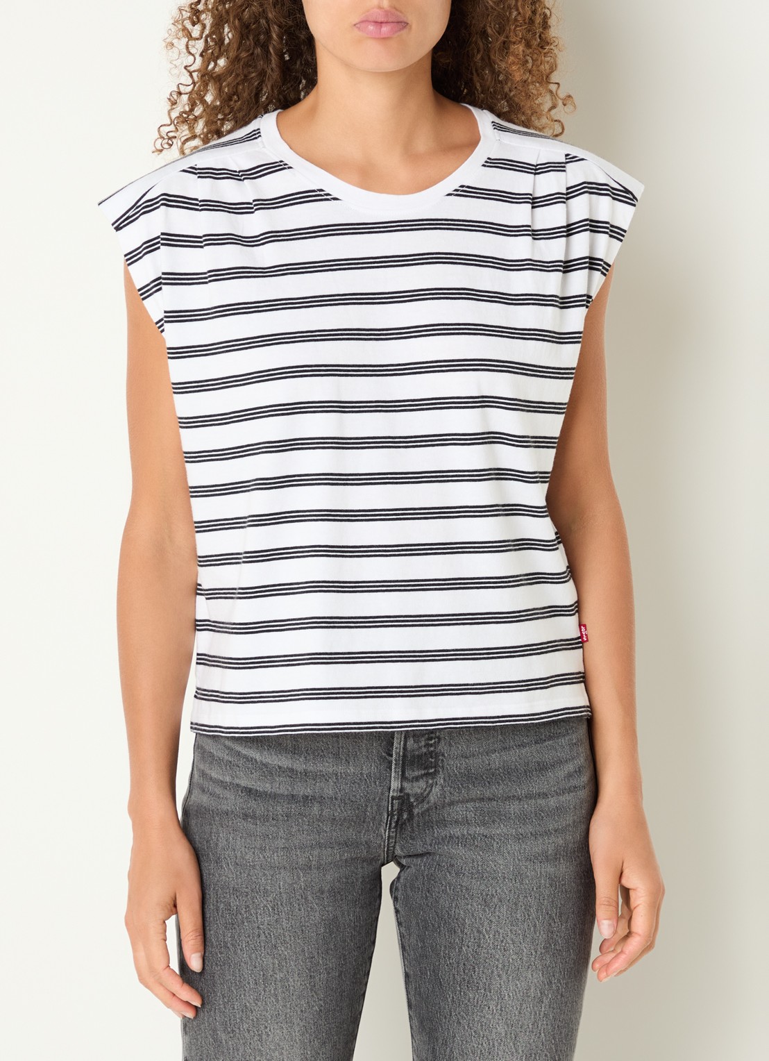 Levi's Mouwloos T-shirt met streepprint - detail 3 wit