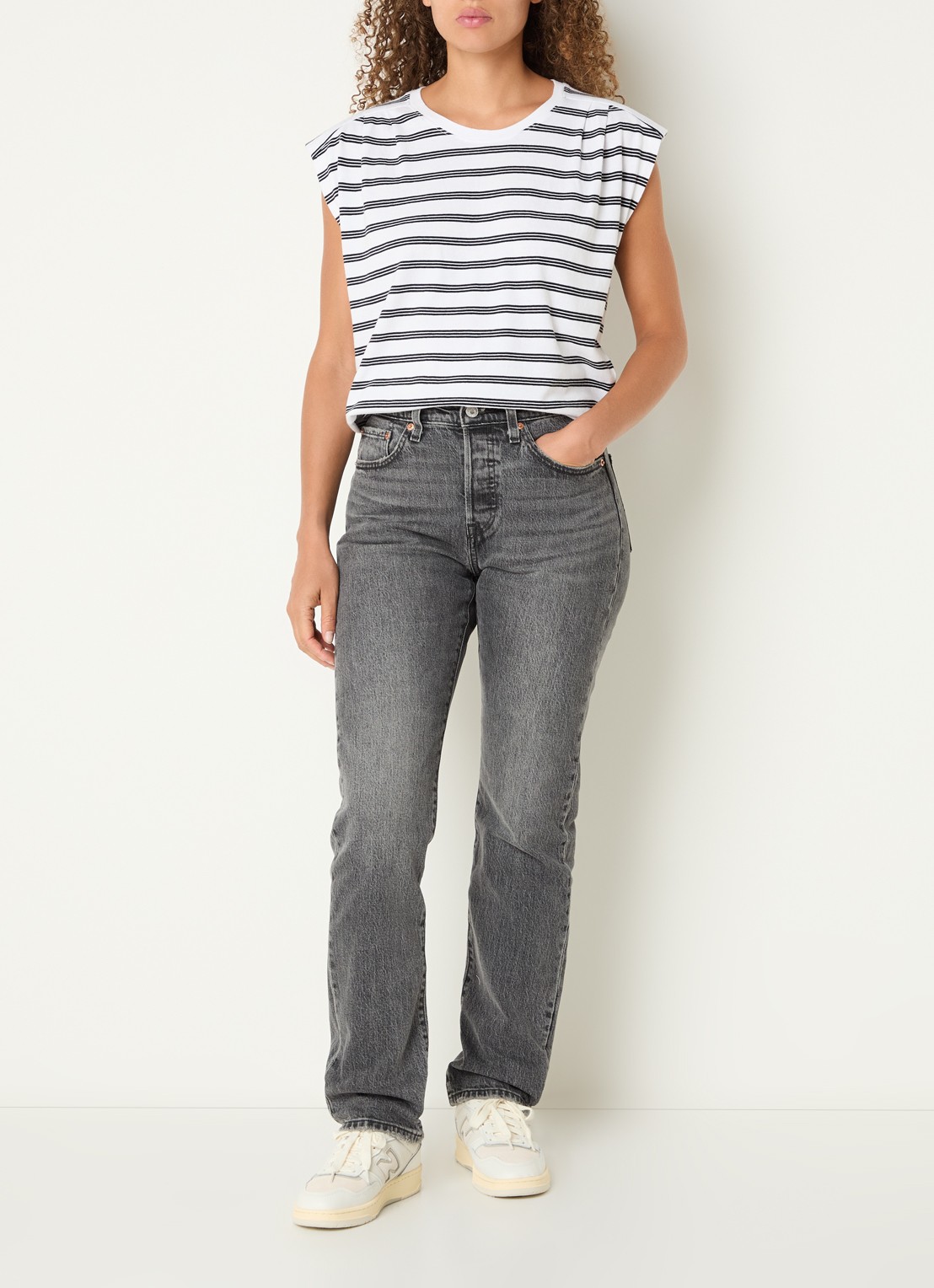Levi's Mouwloos T-shirt met streepprint - voorkant 2 wit