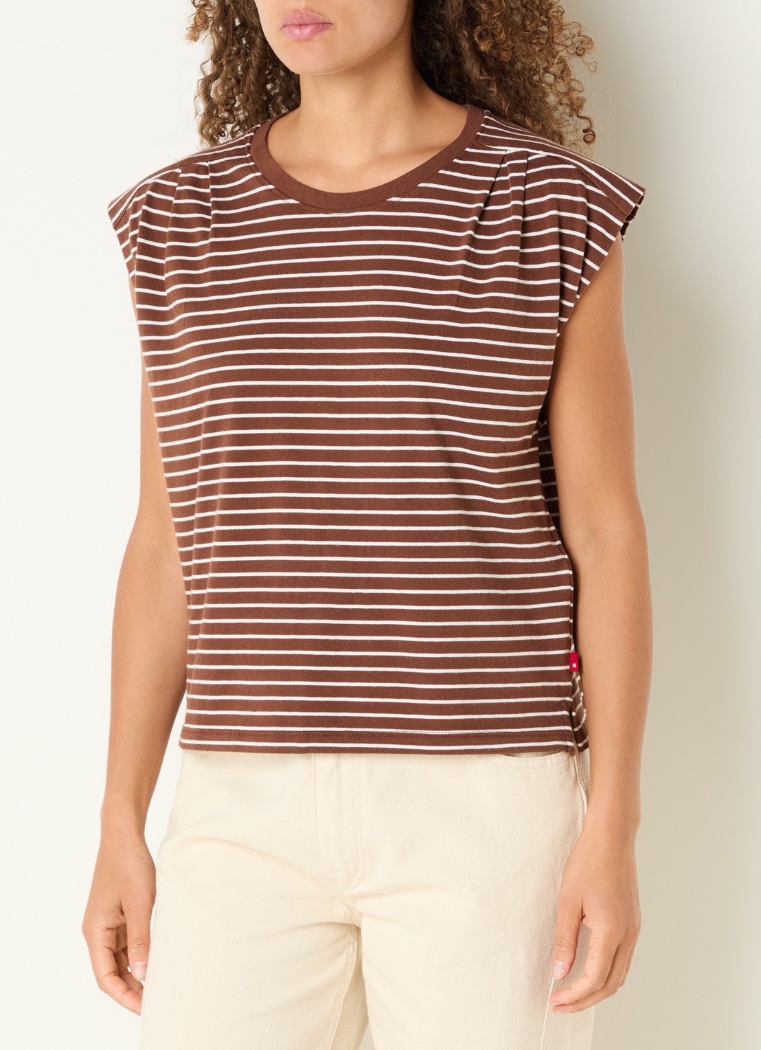 Levi's Mouwloos T-shirt met streepprint - detail 4 bruin