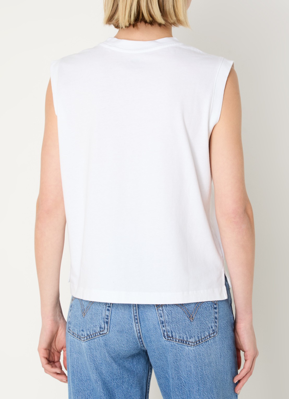 Levi's Mouwloze top met logoprint  - achterkant wit