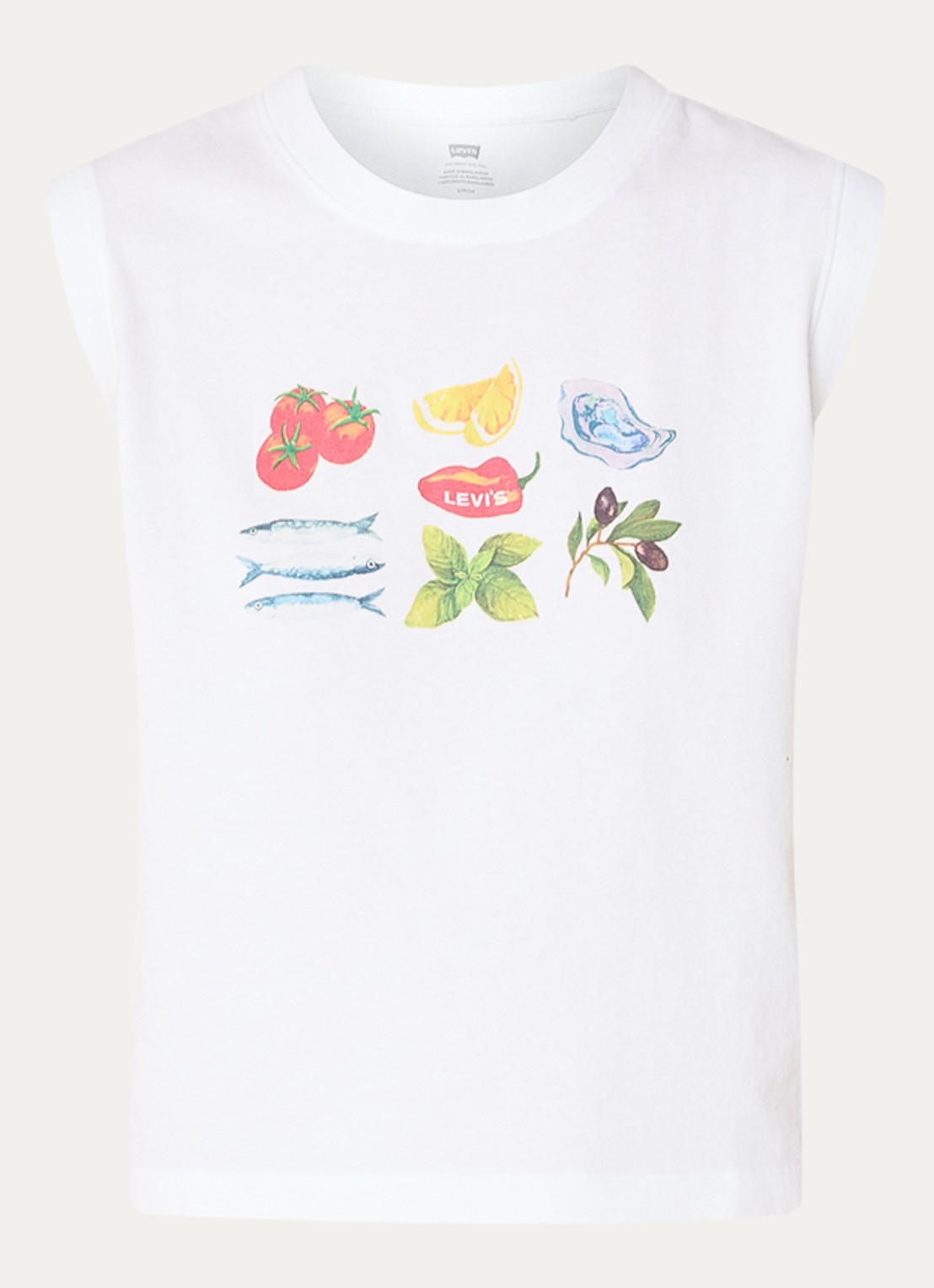 Levi's Mouwloze top met logoprint  - voorkant 3 wit