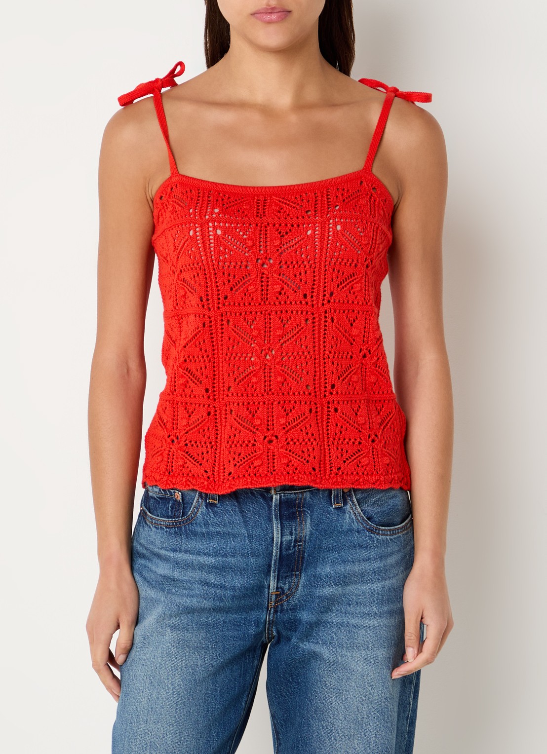Levi's Mouwloze top met opengwerkt dessin - detail 4 rood