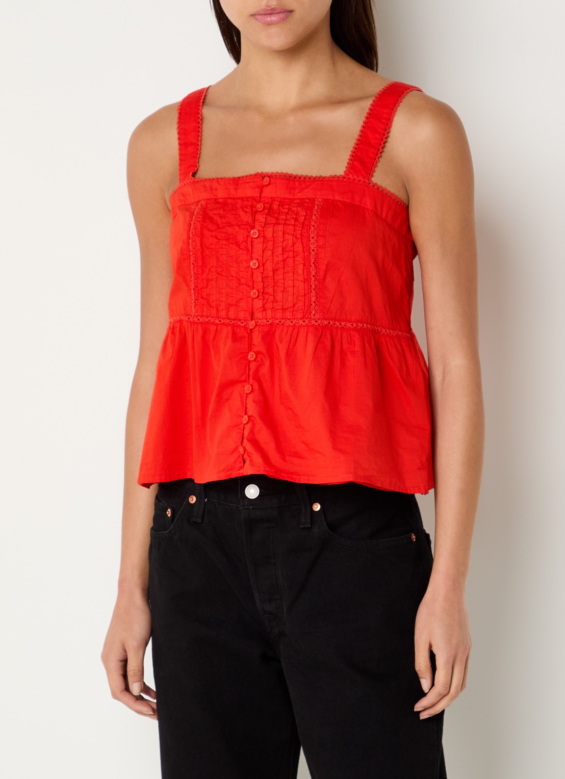 Levi's Mouwloze top met rechthoekige hals - detail 2 rood