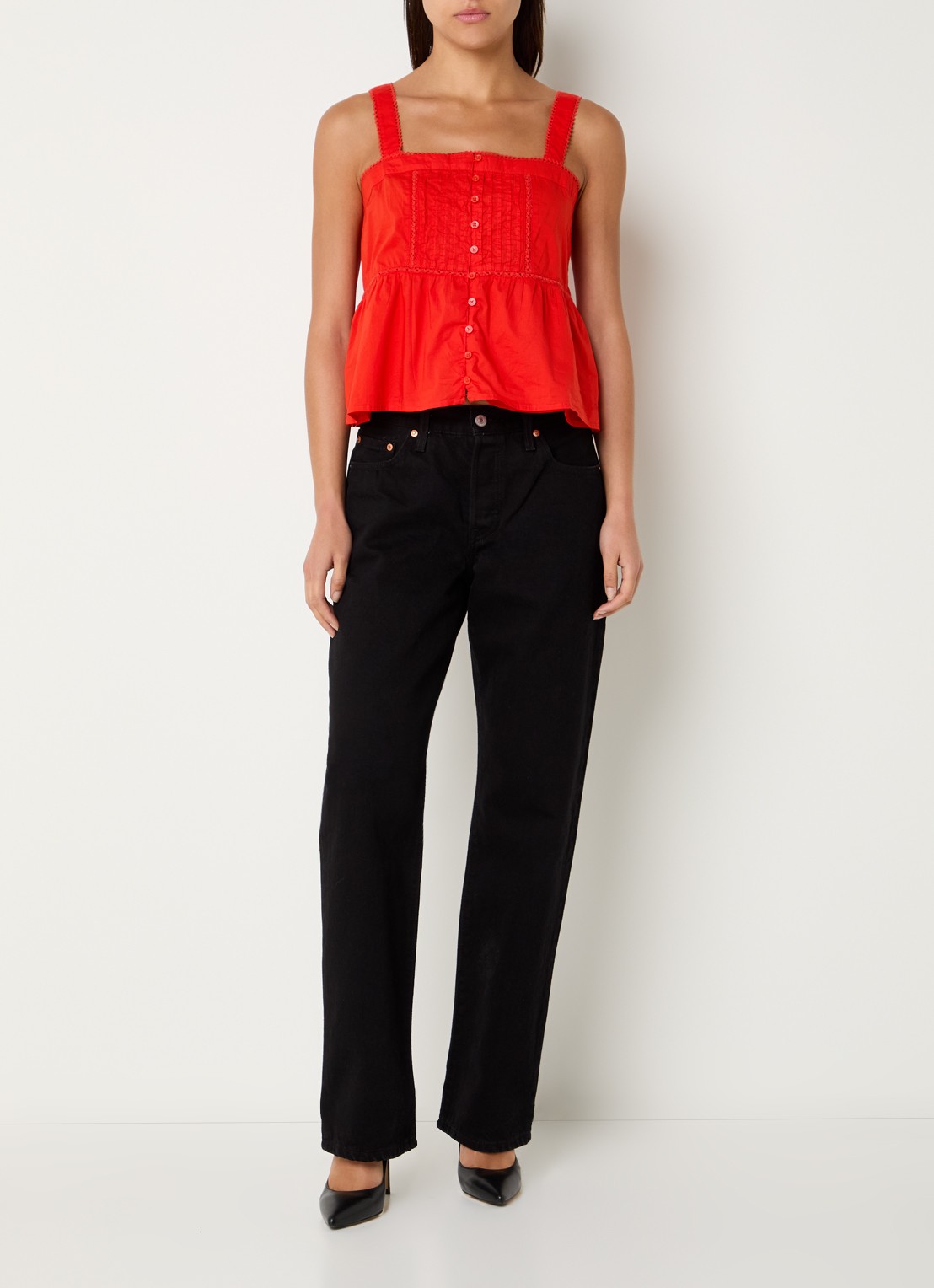 Levi's Mouwloze top met rechthoekige hals - voorkant 4 rood