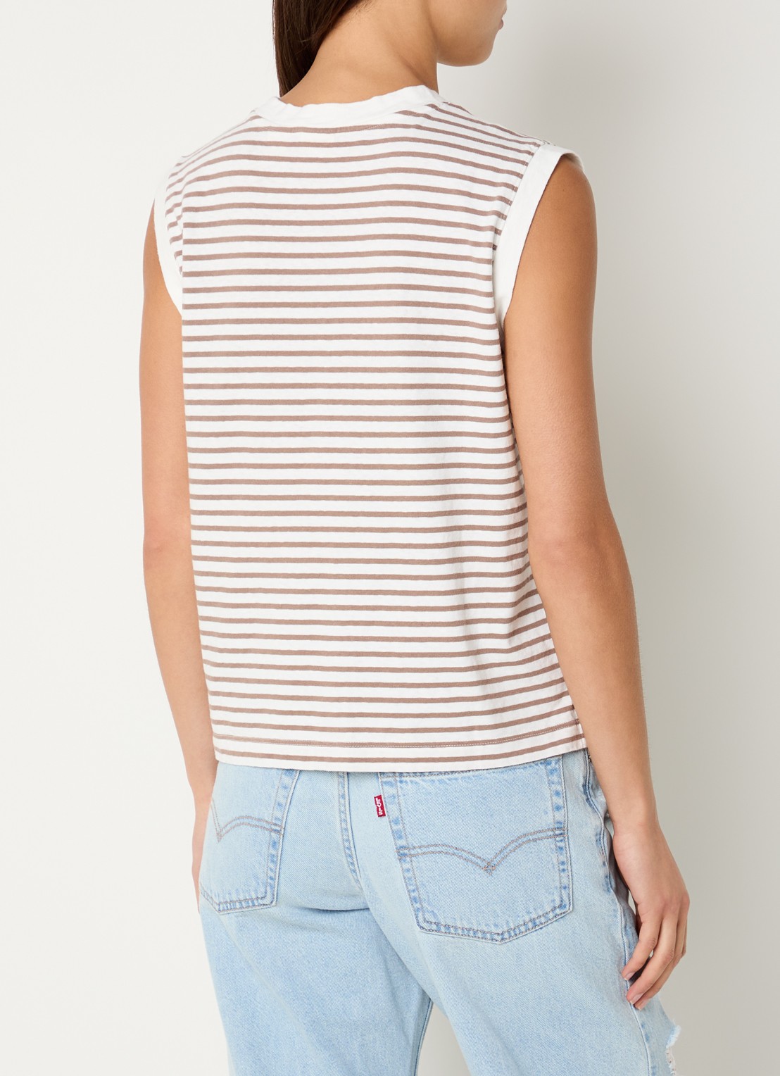 Levi's Mouwloze top met streepprint - achterkant 4 donkerbeige