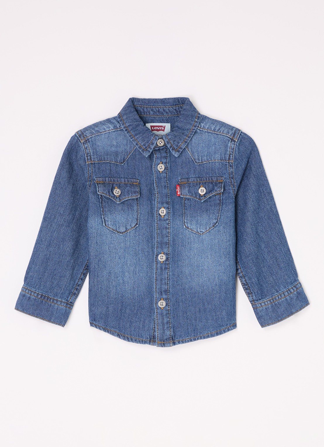 Levi's My First Barstow overhemd van denim - voorkant 2 donkerblauw