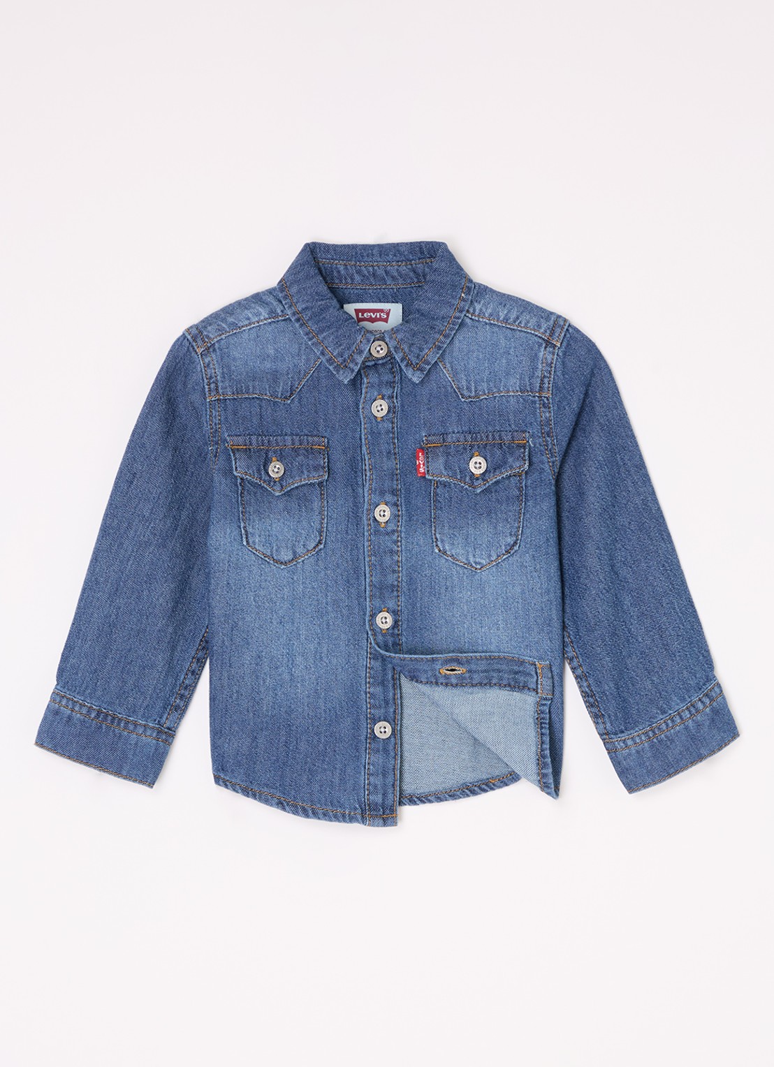 Levi's My First Barstow overhemd van denim - voorkant 3 donkerblauw