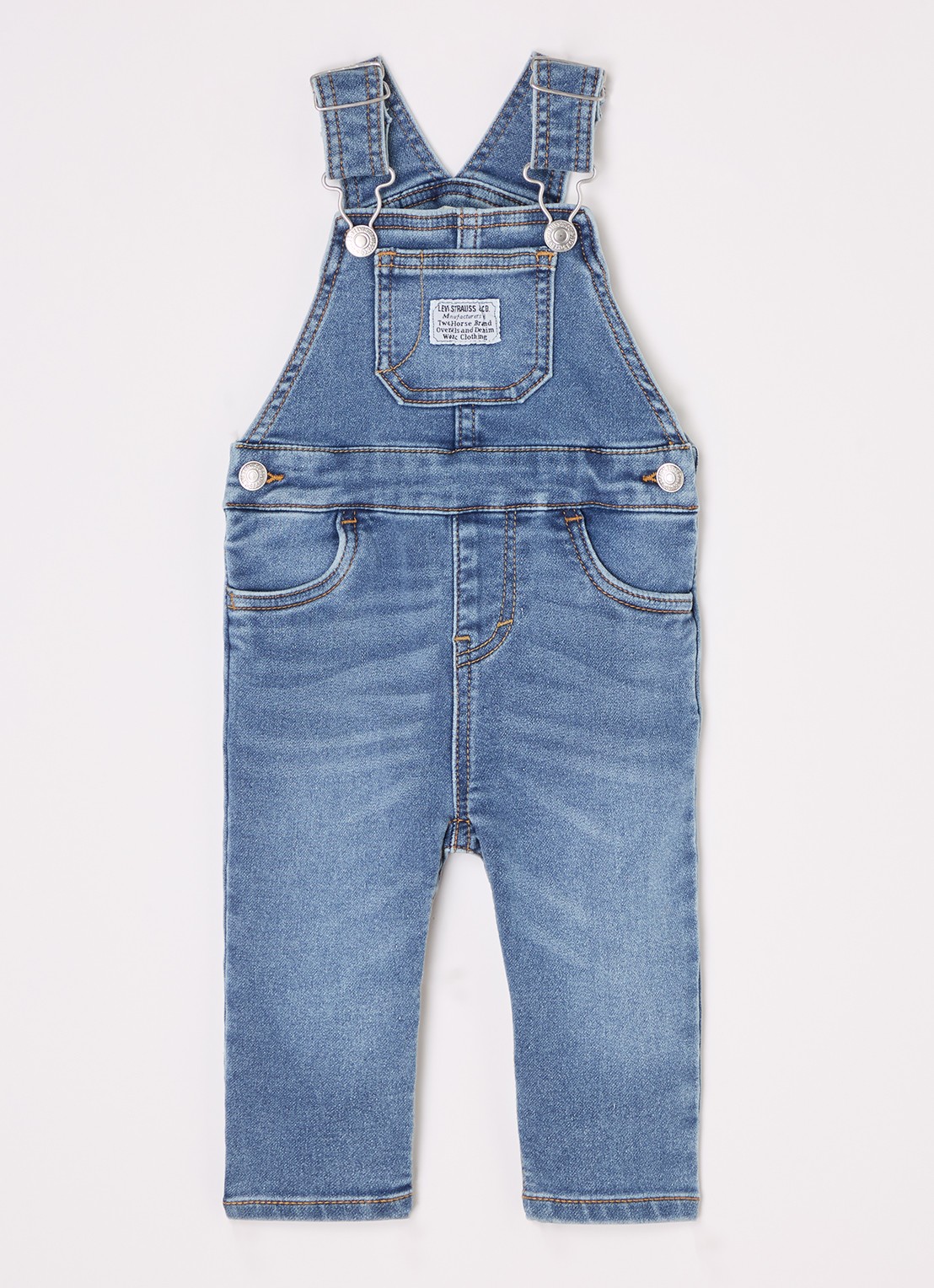 Levi's My First Overall straight fit tuinbroek van denim - voorkant 2 indigo