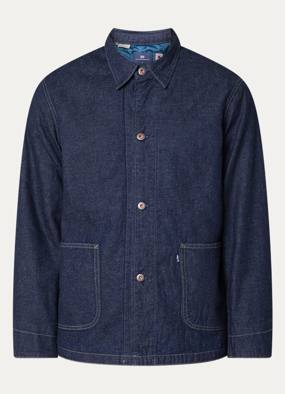 Levi's Naval Sack gewatteerde spijkerjas met opgestikte zakken - voorkant indigo