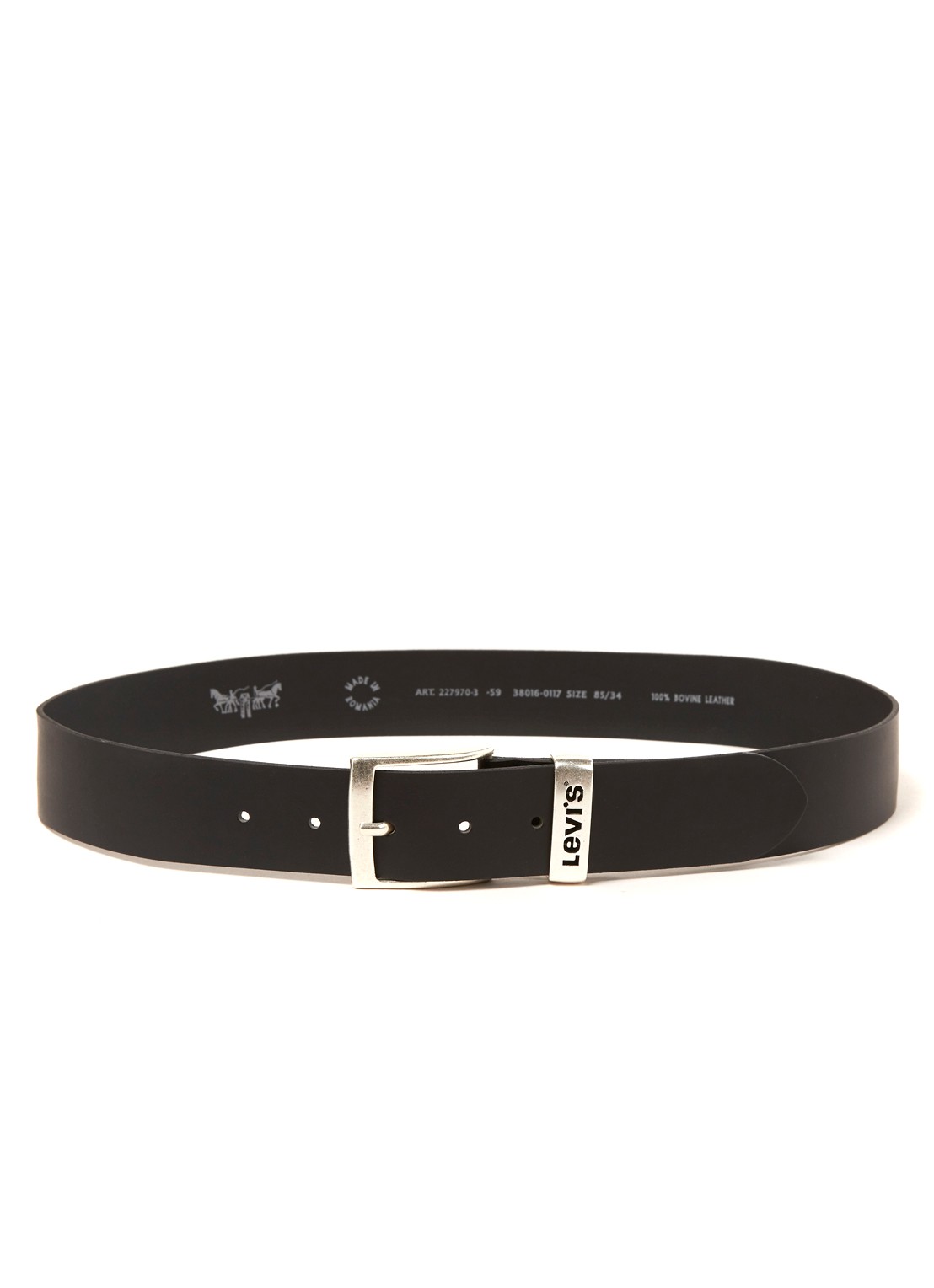 Levi's New Ashland riem van leer  - voorkant zwart