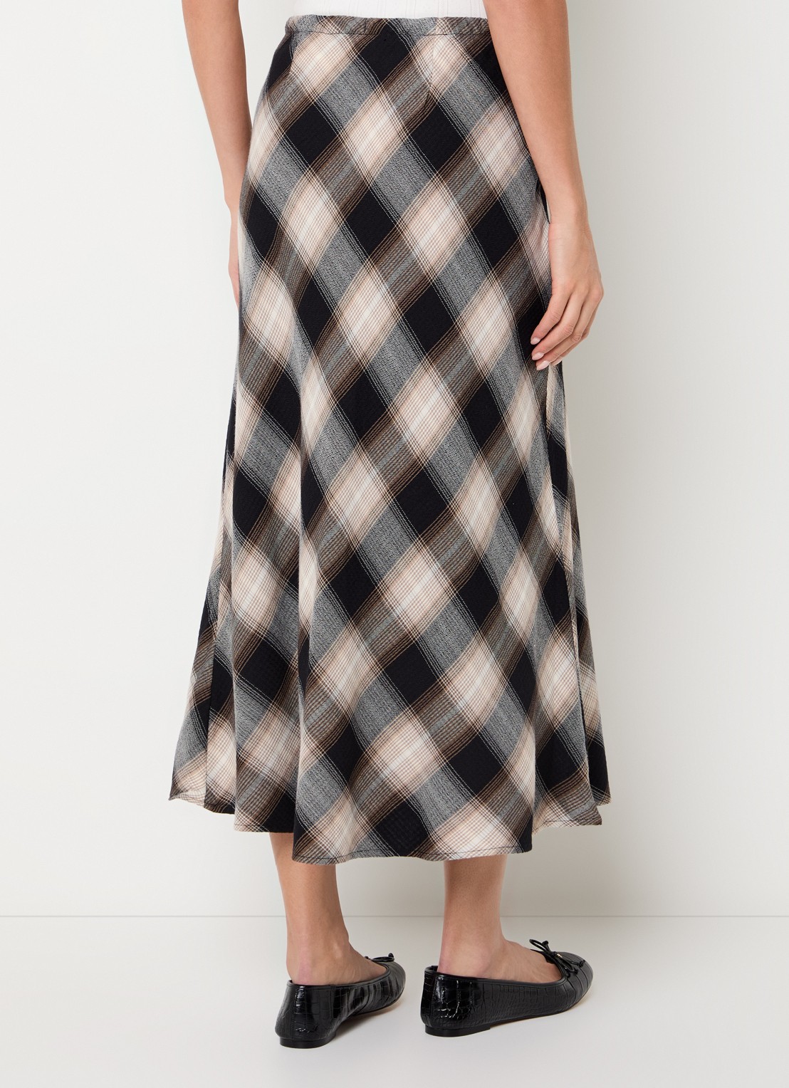 Levi's Noemi maxi rok met ruitdessin - achterkant 4 beige