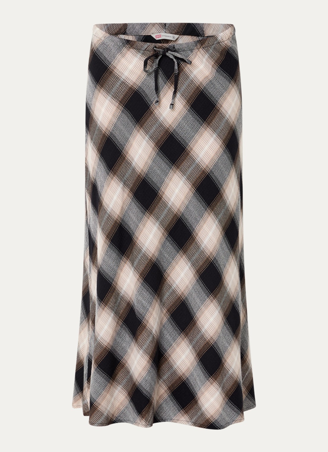 Levi's Noemi maxi rok met ruitdessin - voorkant 2 beige