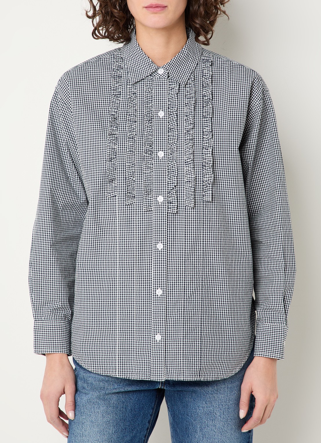 Levi's Novelty blouse met ruitdessin - detail 3 donkerblauw