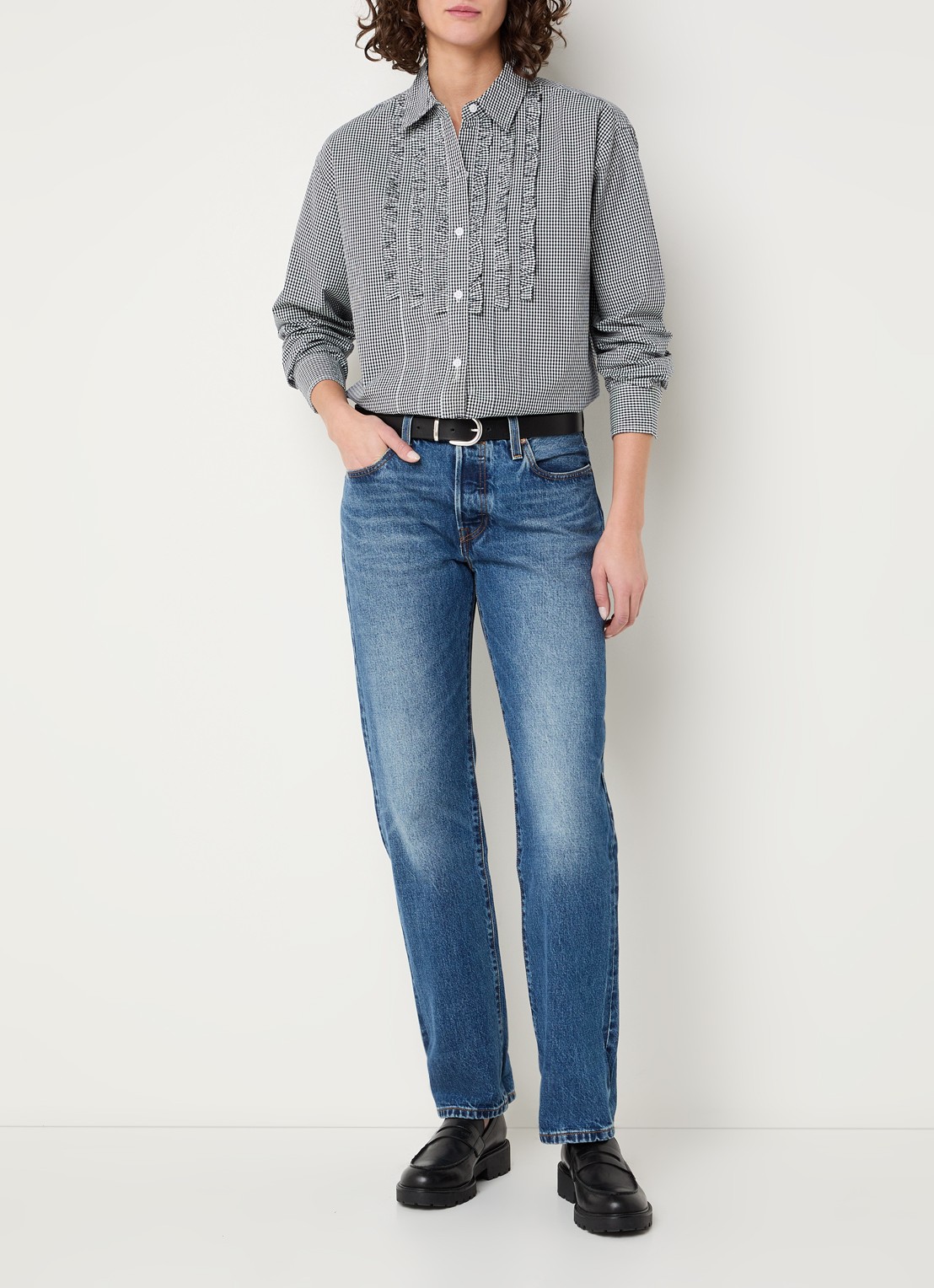 Levi's Novelty blouse met ruitdessin - voorkant 2 donkerblauw