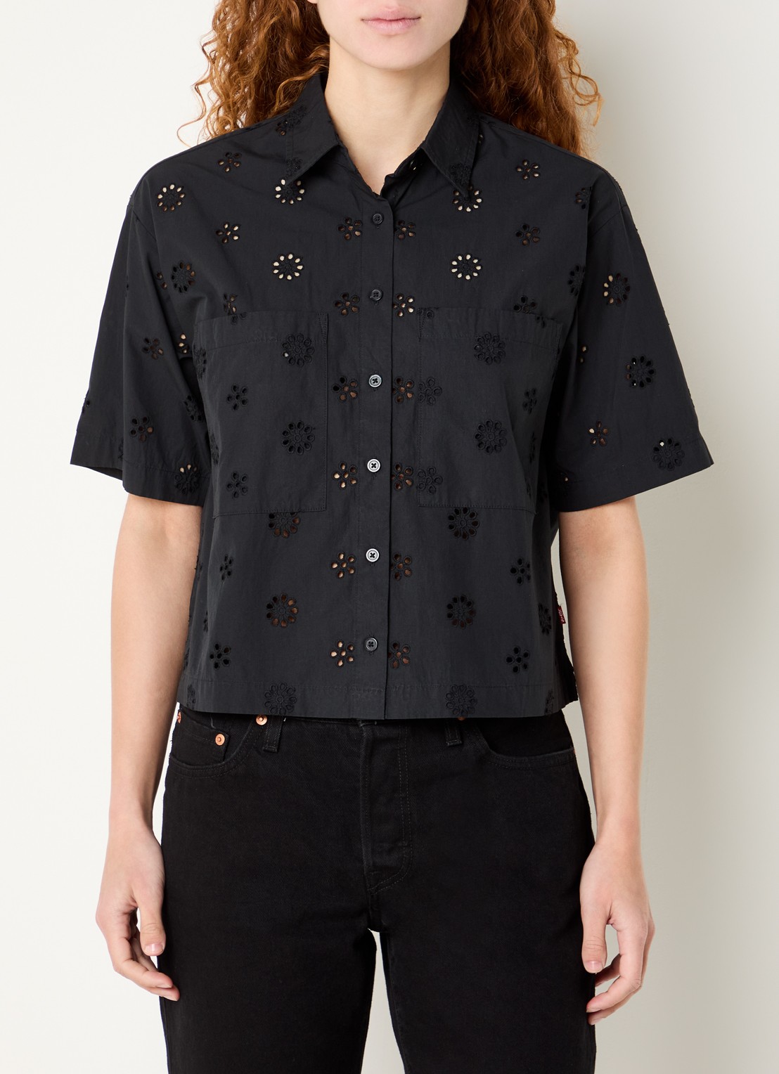Levi's Novelty Harlie blouse met opengewerkt dessin - detail 3 zwart