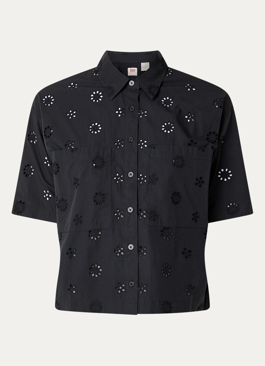 Levi's Novelty Harlie blouse met opengewerkt dessin - voorkant zwart