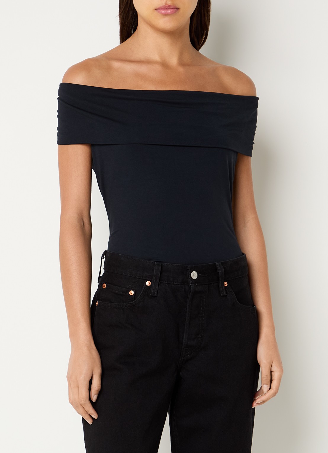 Levi's Off shoulder top - detail 3 zwart