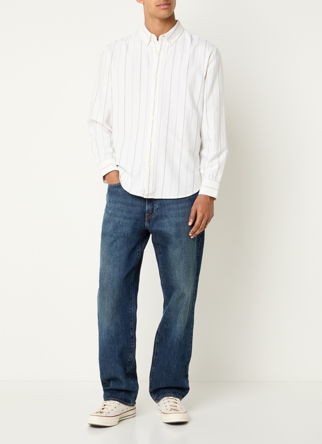 Levi's Oisin overhemd met streepprint - voorkant 4 gebroken wit