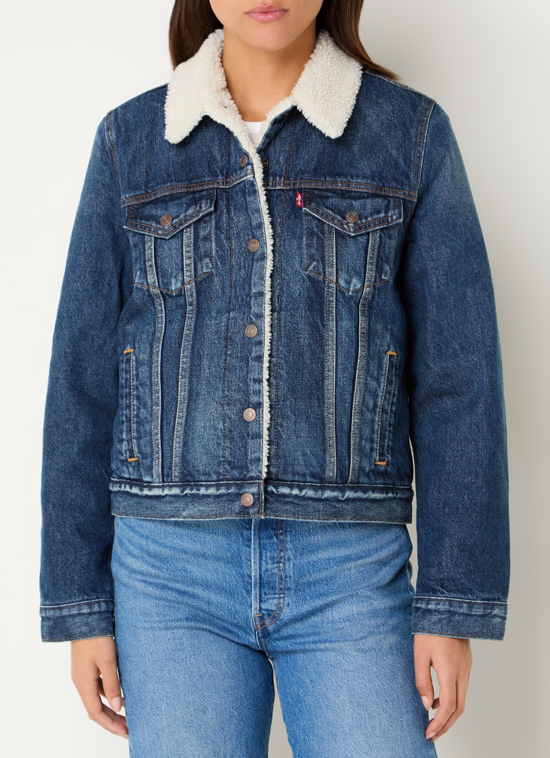 Levi's Original spijkerjas met teddy voering en steekzakken - detail 4 indigo