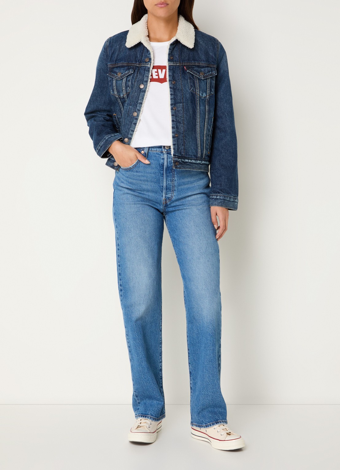 Levi's Original spijkerjas met teddy voering en steekzakken - voorkant 3 indigo