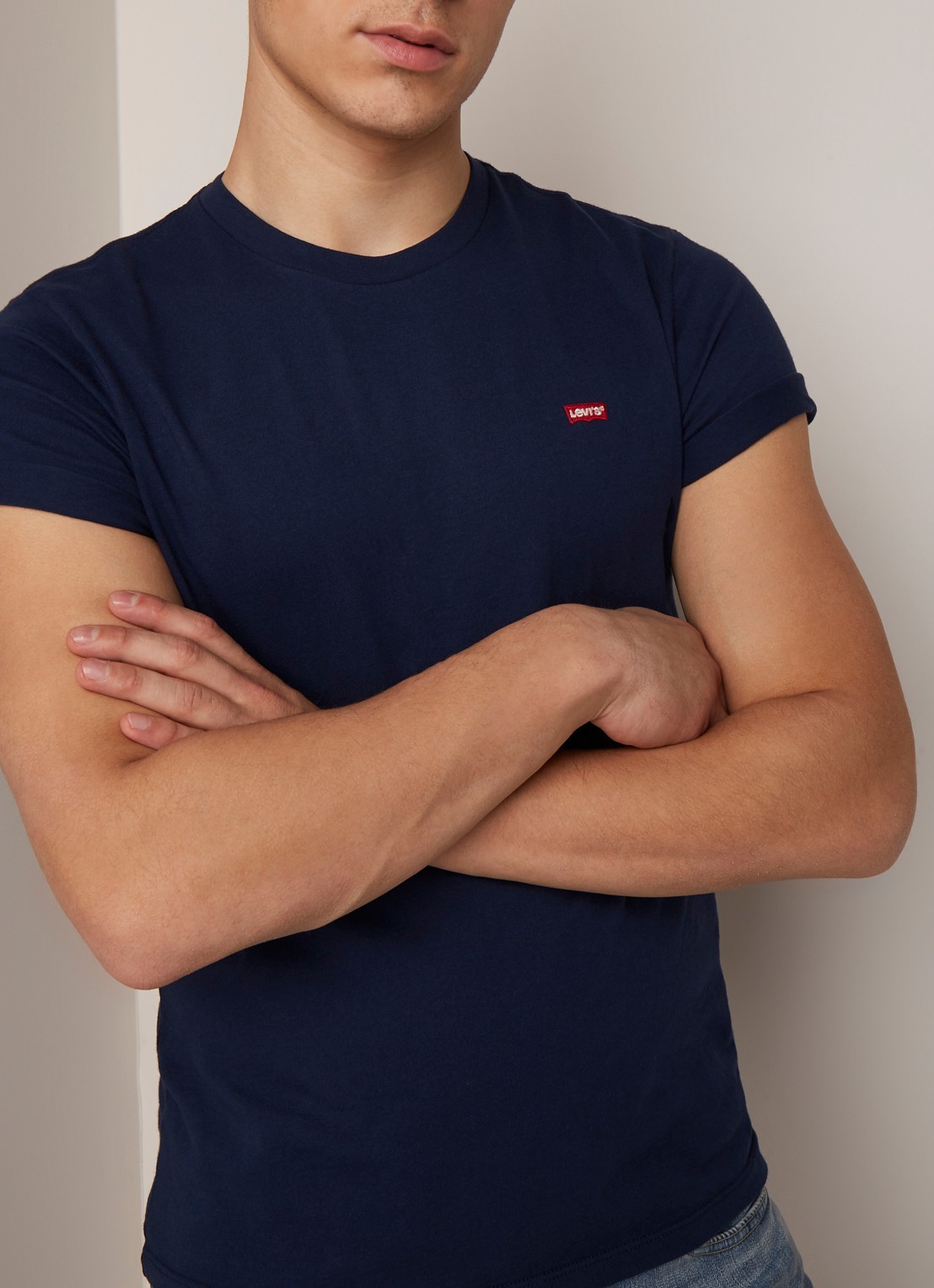 Levi's Original T-shirt van katoen met logopatch - detail 3 donkerblauw