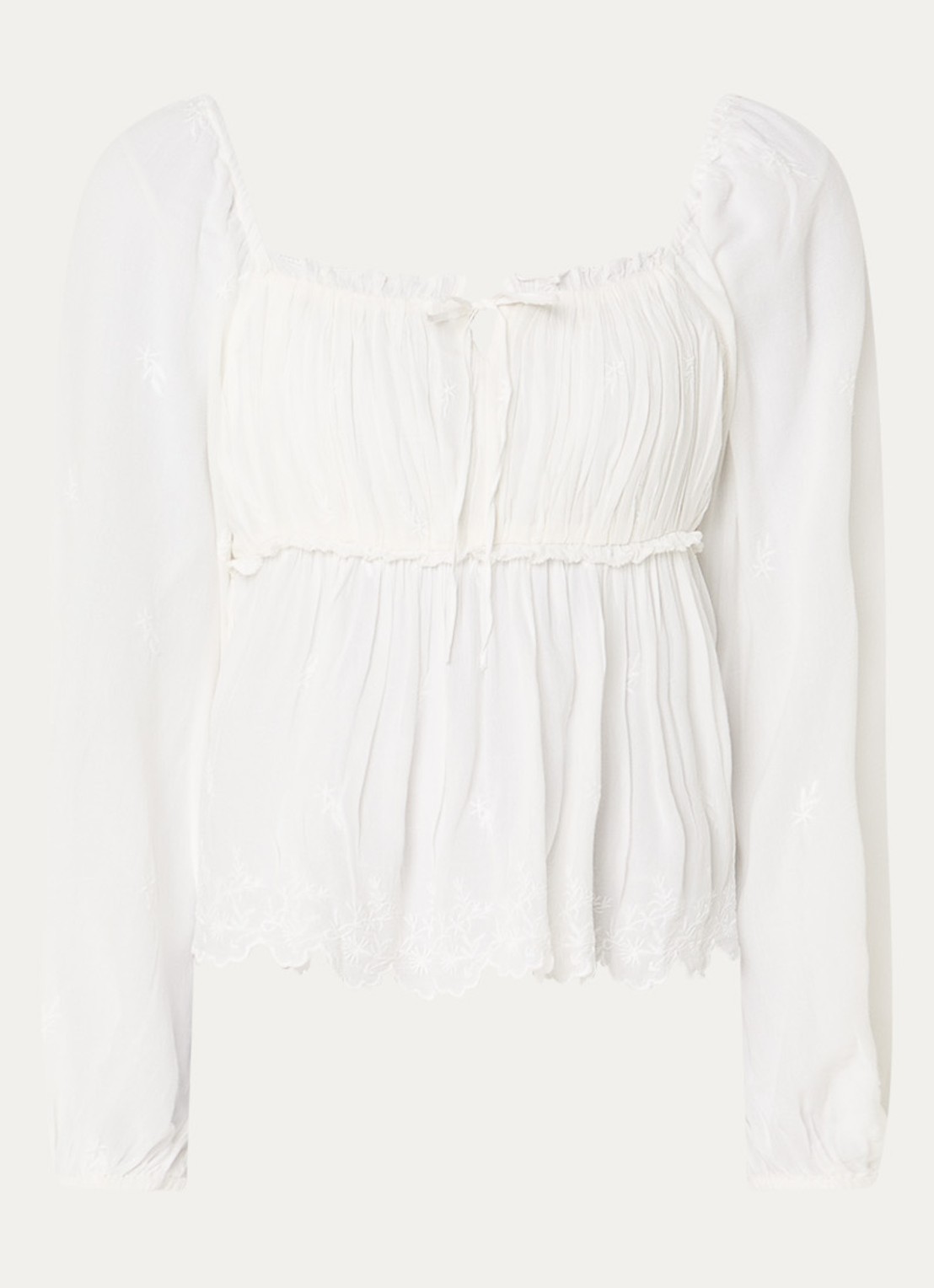 Levi's Ottie semi-transparante top met ballonmouw - voorkant 3 gebroken wit