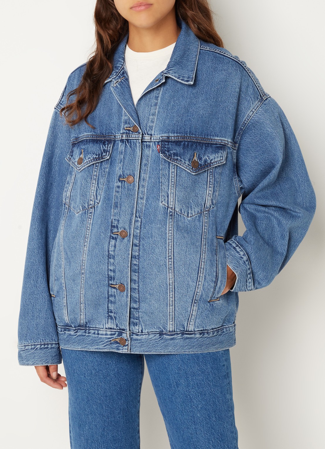 Levi's Oversized spijkerjas in lyocellblend met steekzakken - detail 4 indigo