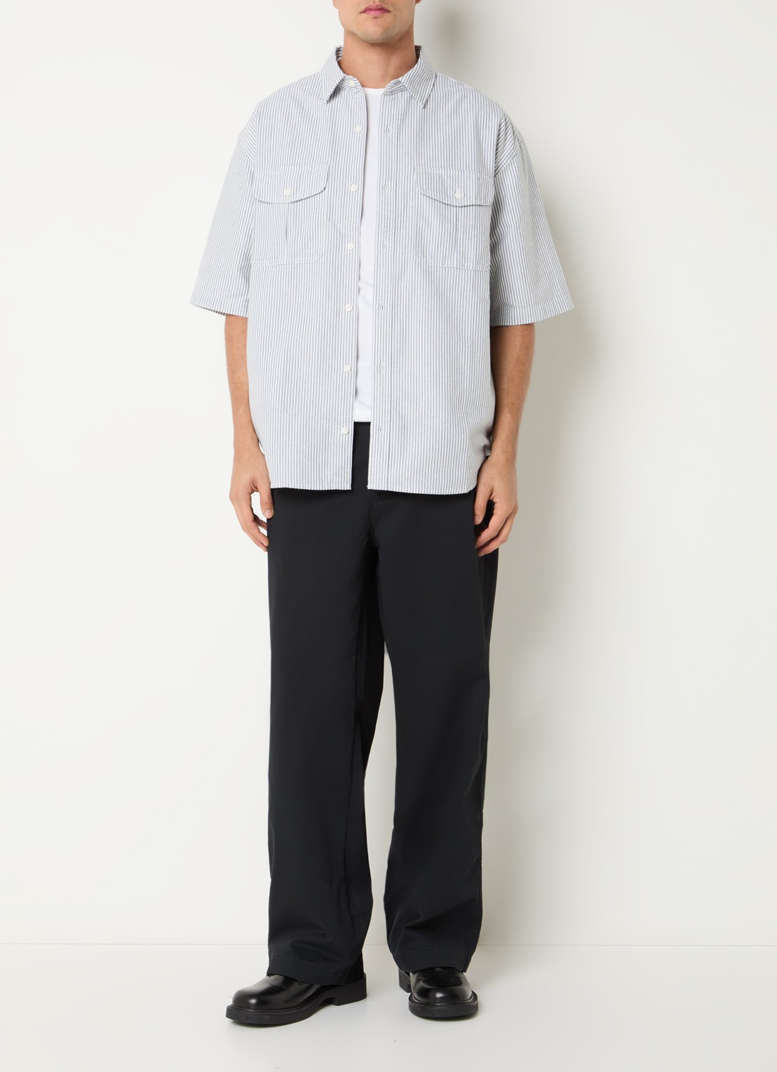 Levi's Pacifica regular fit overhemd met streepprint - voorkant 3 antraciet