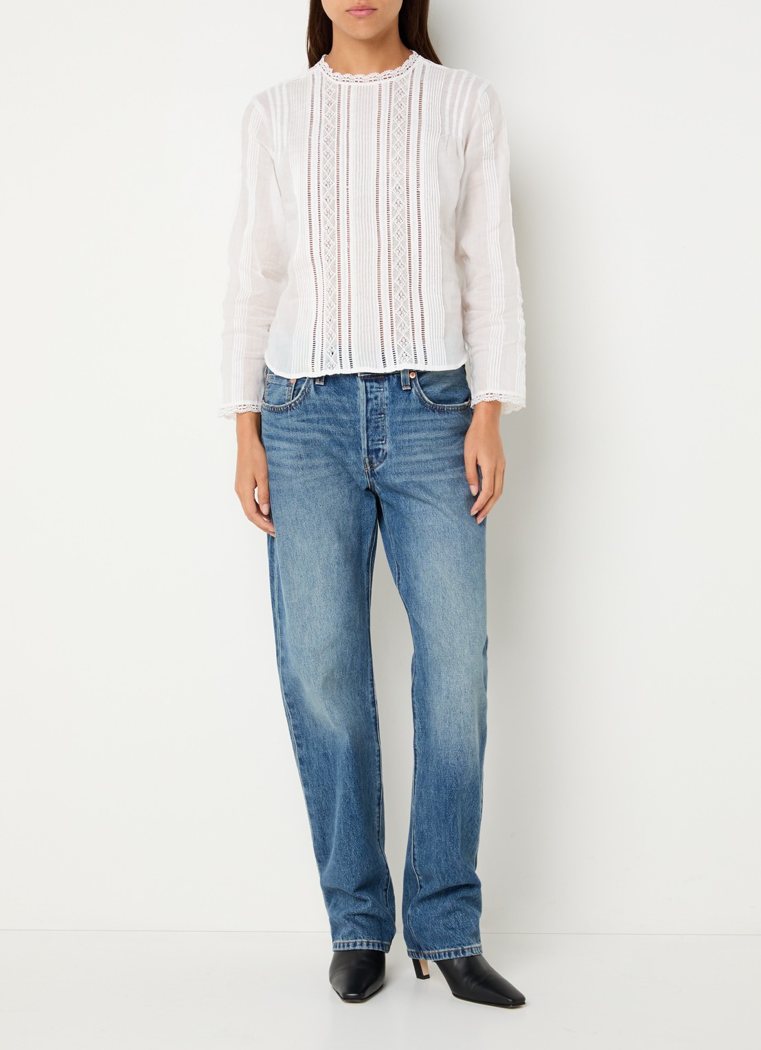 Levi's Palmo semi-transparante blouse  - voorkant 2 gebroken wit