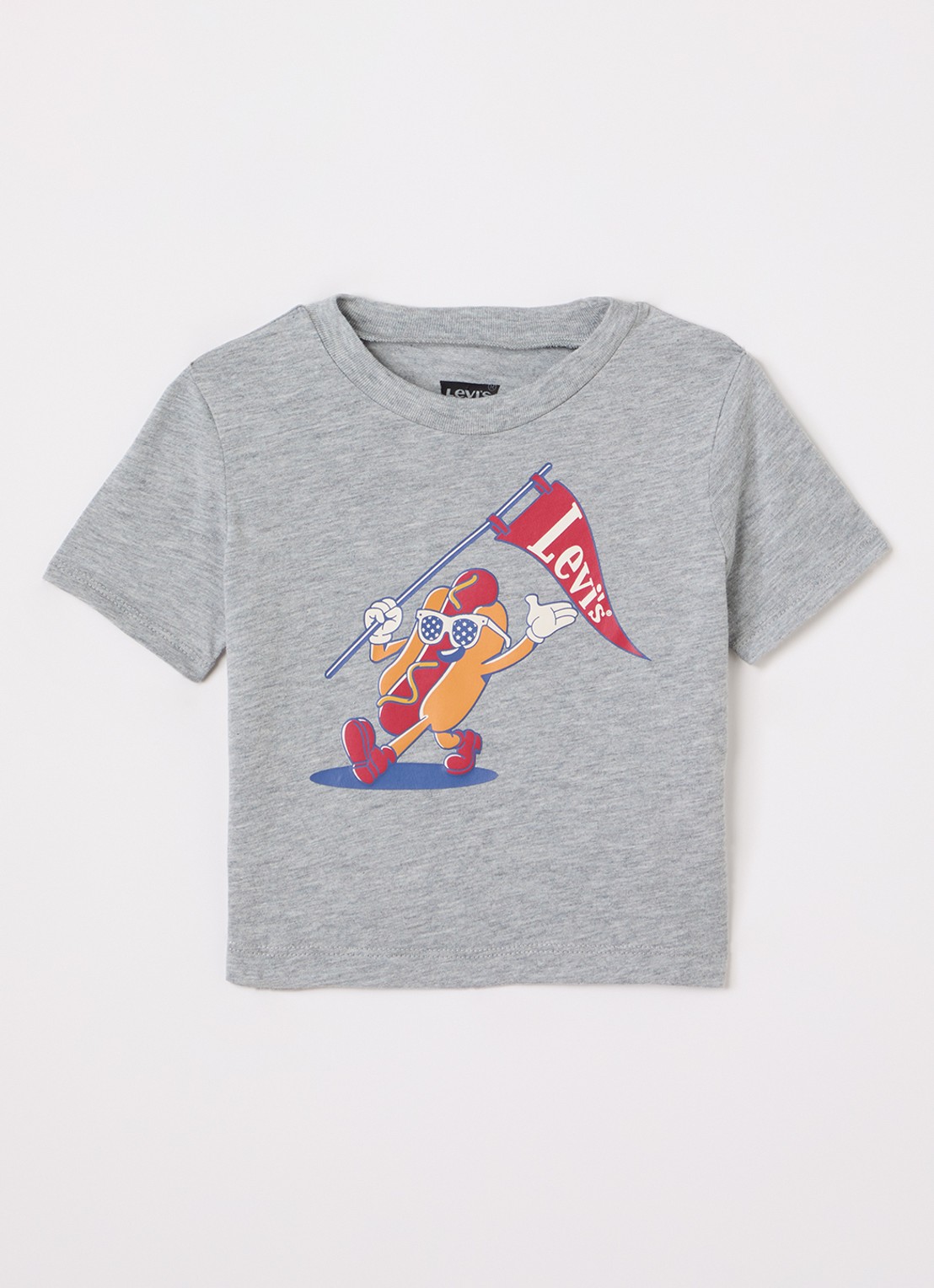 Levi's Parading Hot Dog T-shirt met logoprint - voorkant grijsmele