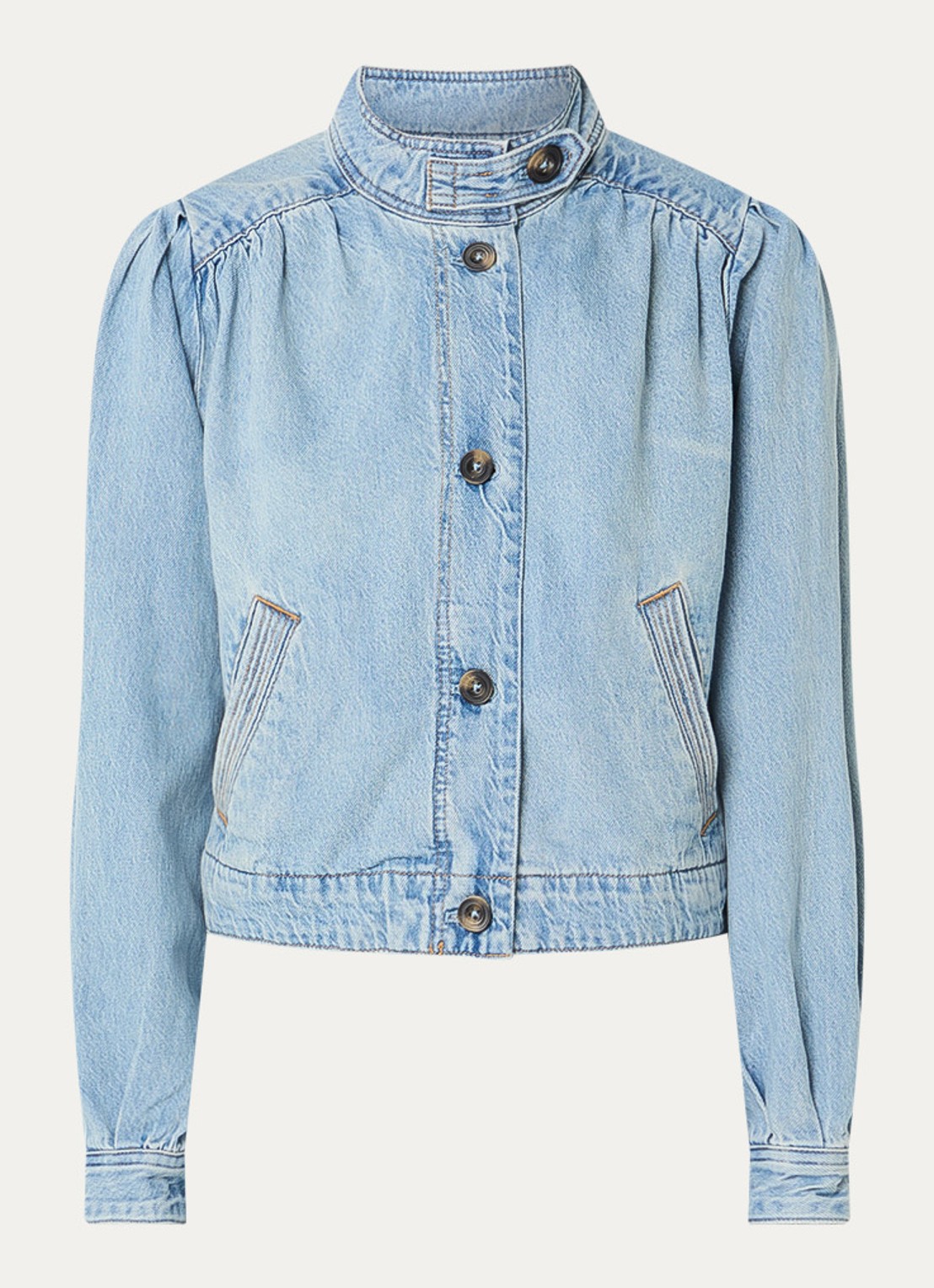 Levi's Parker spijkerjas met steekzakken en ballonmouw - voorkant 3 blauwgrijs