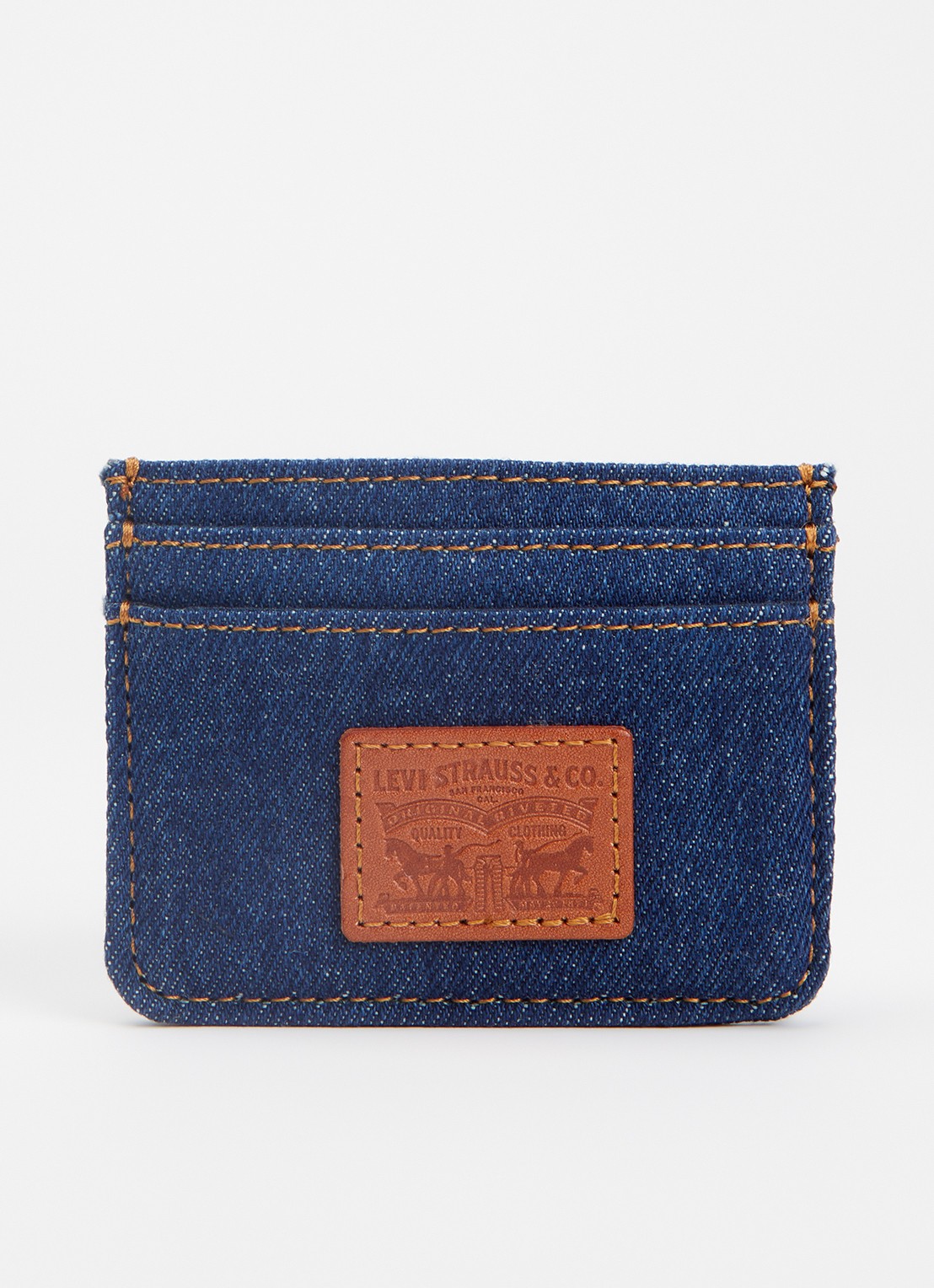 Levi's Pasjeshouder van denim met logo - voorkant 2 indigo