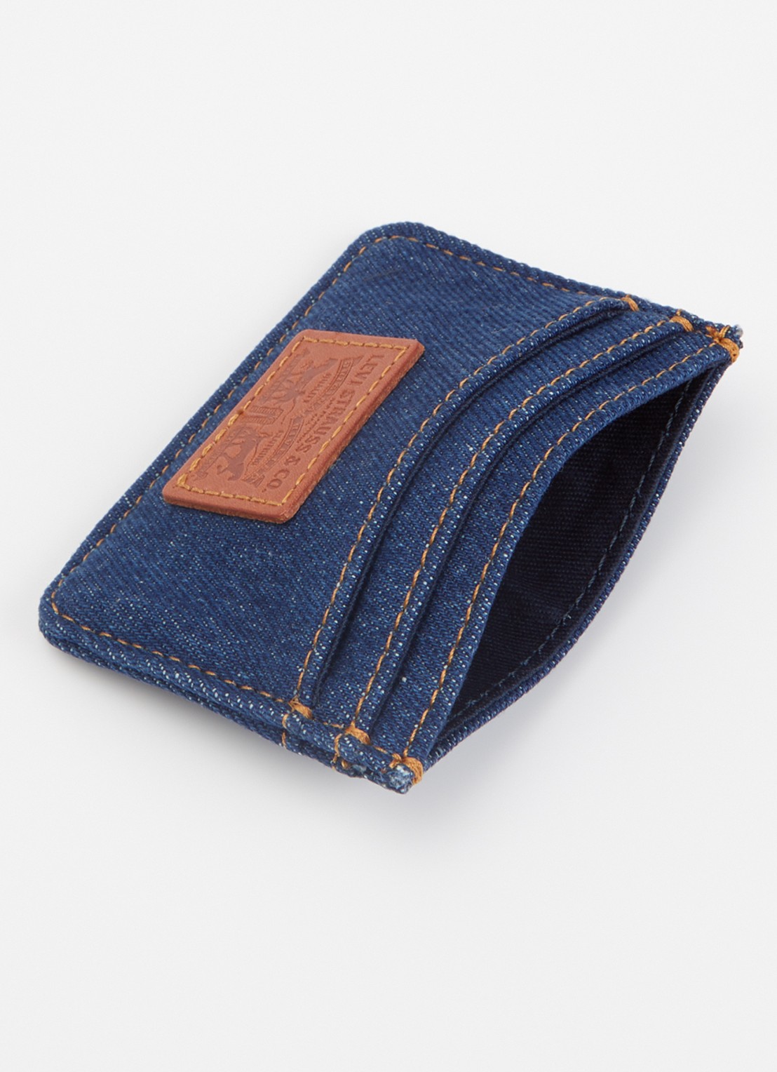 Levi's Pasjeshouder van denim met logo - voorkant 3 indigo
