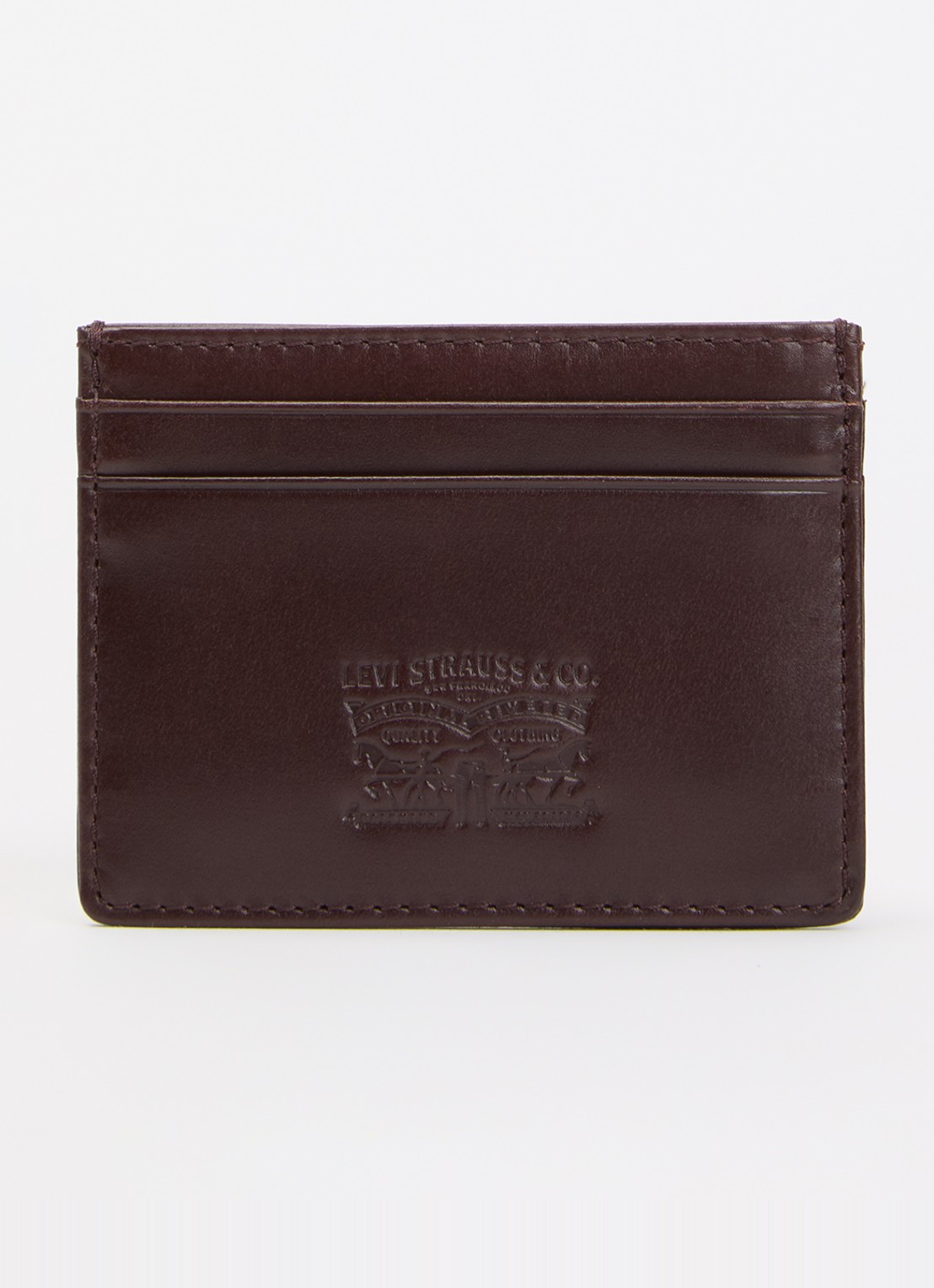 Levi's Pasjeshouder van leer met logo - voorkant bruin