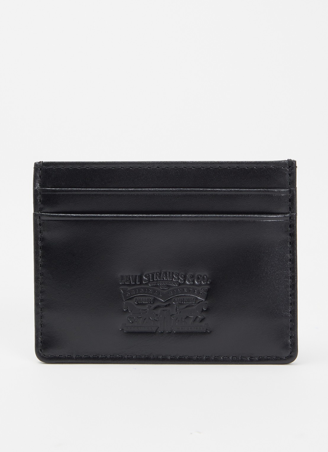 Levi's Pasjeshouder van leer met logo - voorkant zwart