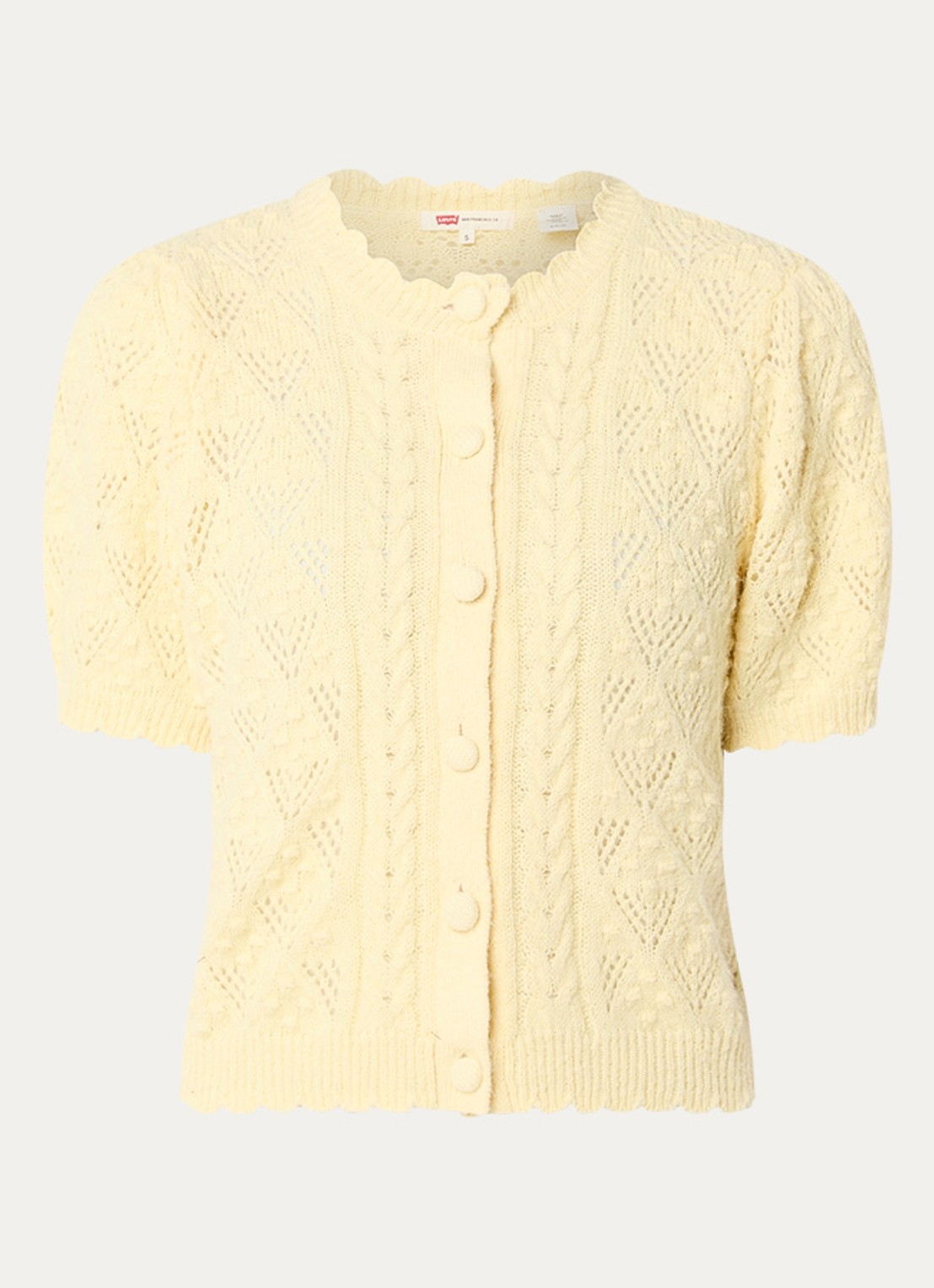 Levi's Pauline fijngebreide top in wolblend met broderie - voorkant geel