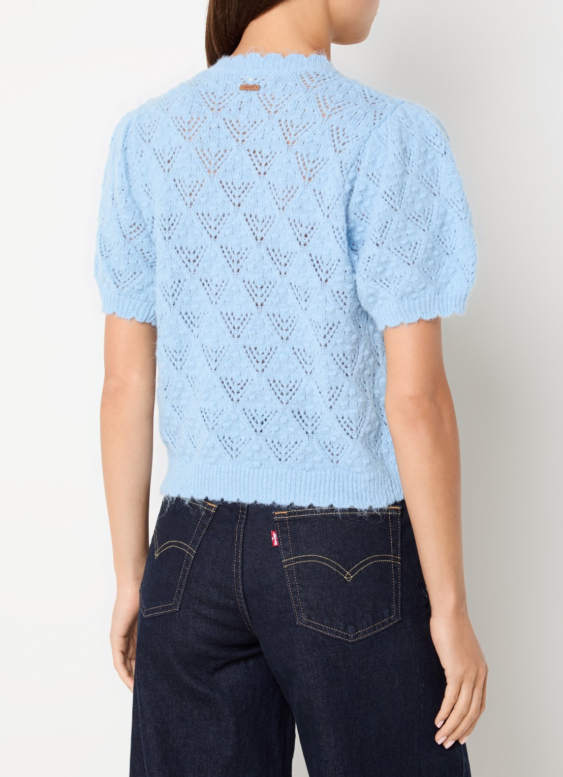 Levi's Pauline kabelgebreide trui in wolblend - achterkant blauw