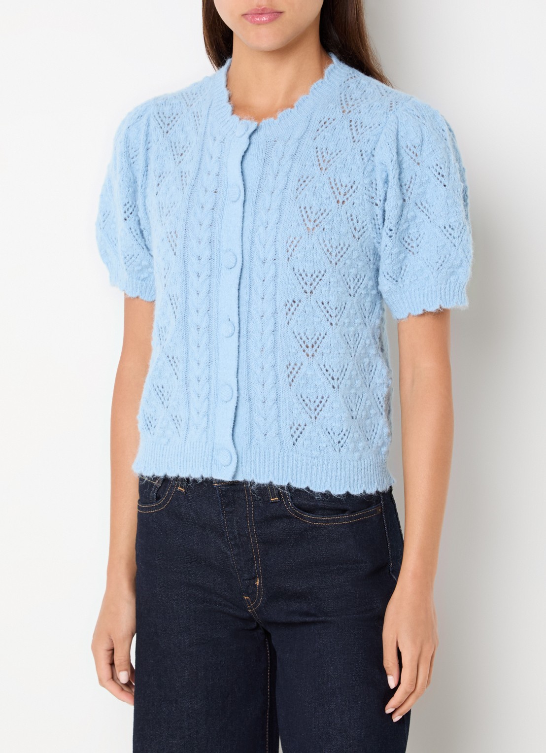 Levi's Pauline kabelgebreide trui in wolblend - detail 4 blauw