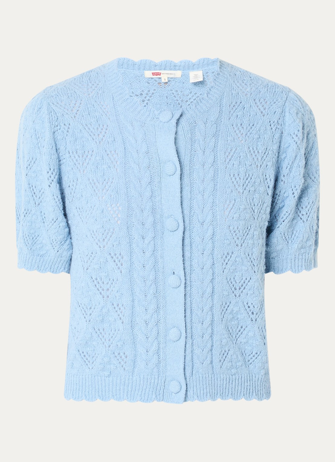 Levi's Pauline kabelgebreide trui in wolblend - voorkant 2 blauw