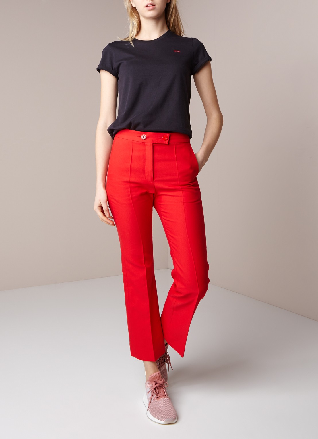 Levi's Perfect Tee T-shirt van katoen met logoborduring - voorkant 4 zwart