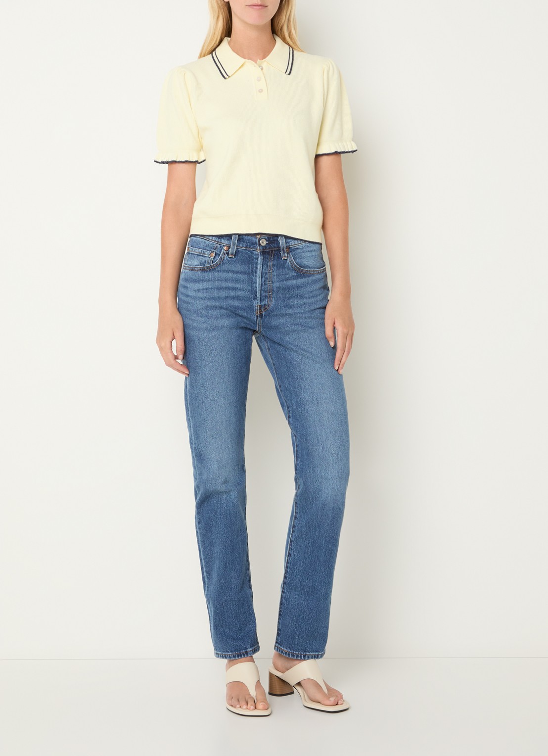 Levi's Polo met stretch - voorkant 2 lichtgeel
